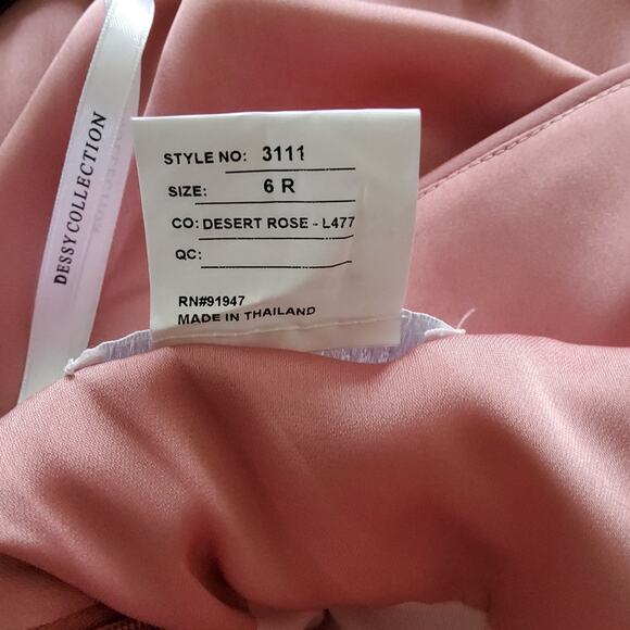 Vivian Diamond Dressy Collection One-Shoulder Satin Gown Knotted Bodice Rose - Picture 13 of 13